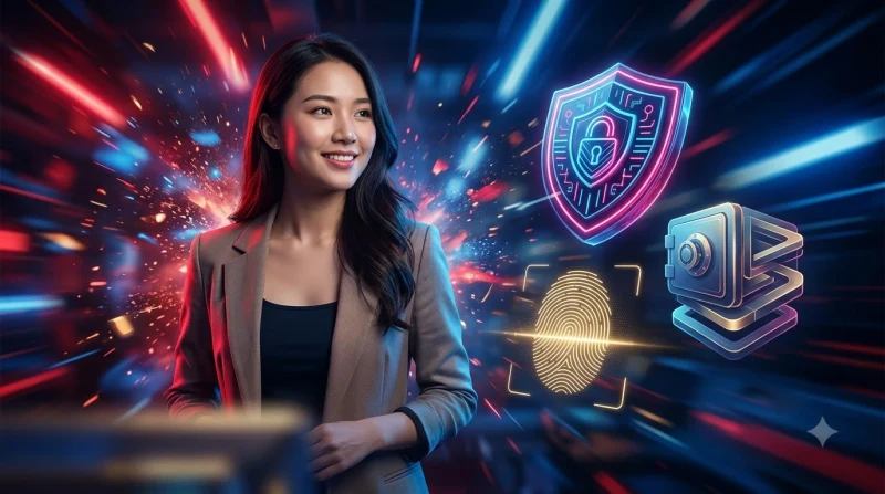 Minh họa các nguyên tắc bảo mật cơ bản như mật khẩu mạnh và xác thực hai yếu tố