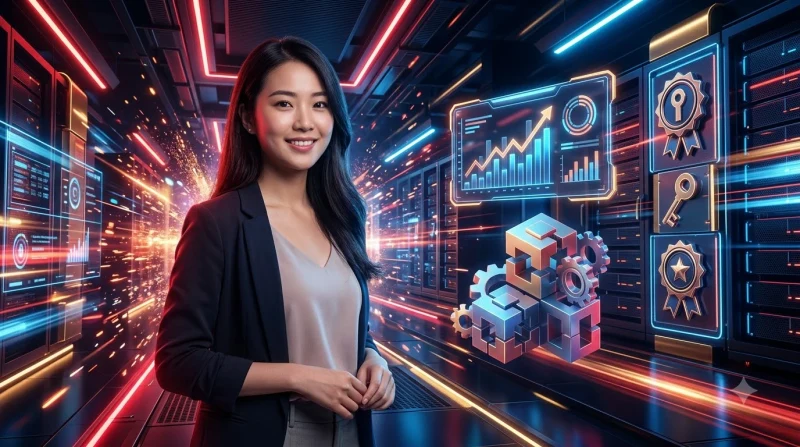 Minh họa chiến lược tối ưu hóa tiền thưởng với mảnh ghép vàng và biểu đồ tăng trưởng ánh sáng