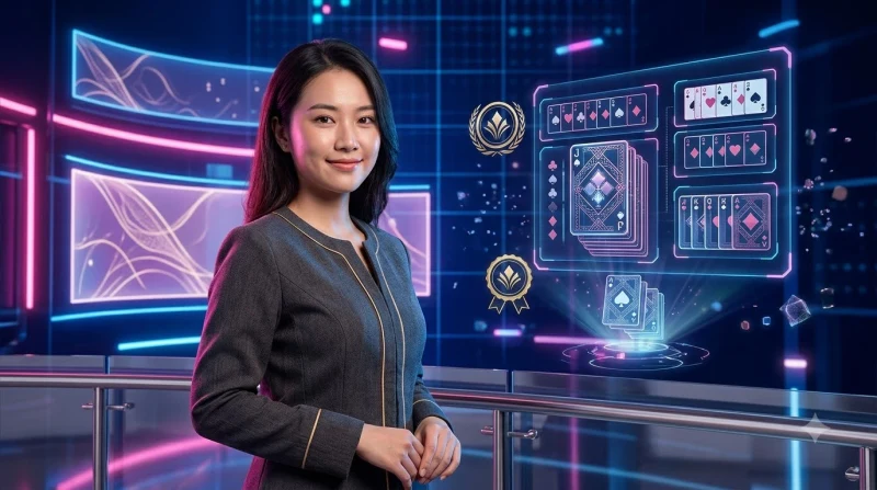 Quy trình luật chơi tiến lên nền tảng trực tuyến được minh họa bằng bốn bước trừu tượng với biểu tượng chất bài