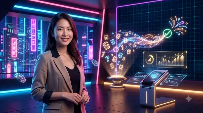 Thiết bị hiển thị giao diện tra cứu kết quả xổ số hiện đại